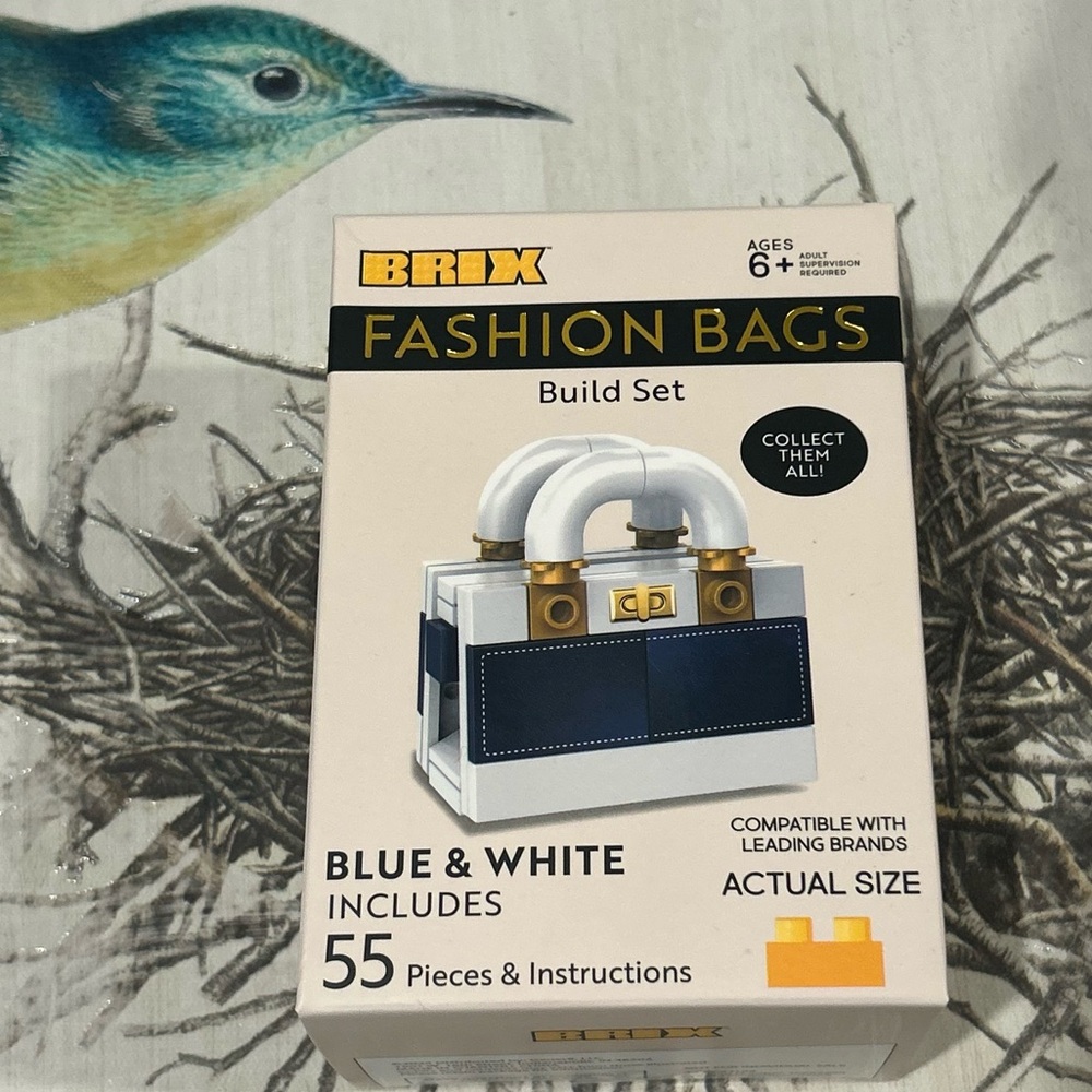 New BRIX Fashion Bags Building Blocks Set White & Blue Handbag/Purse Kit Puzzle